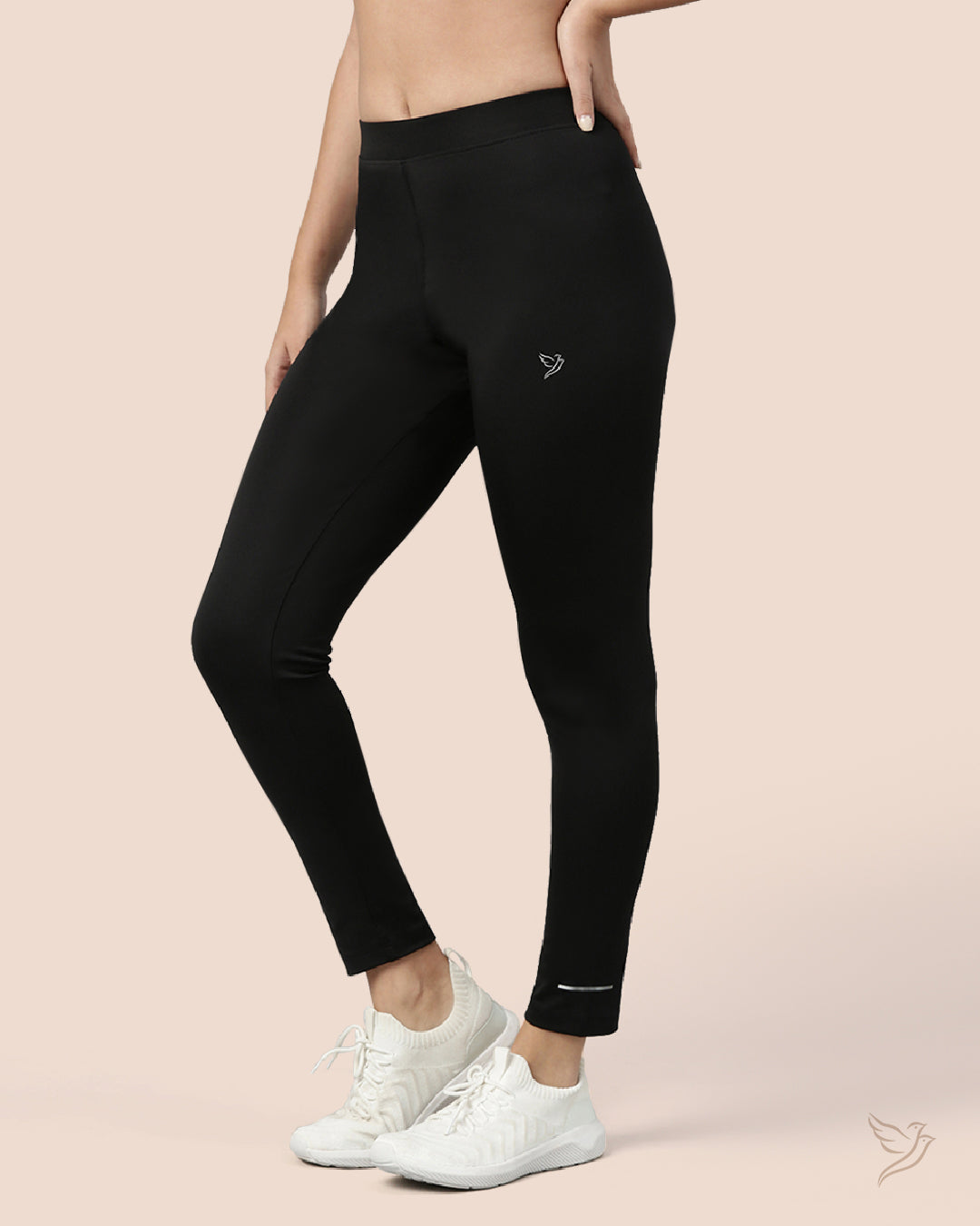 Black Performance Tights Mid Waist for Women