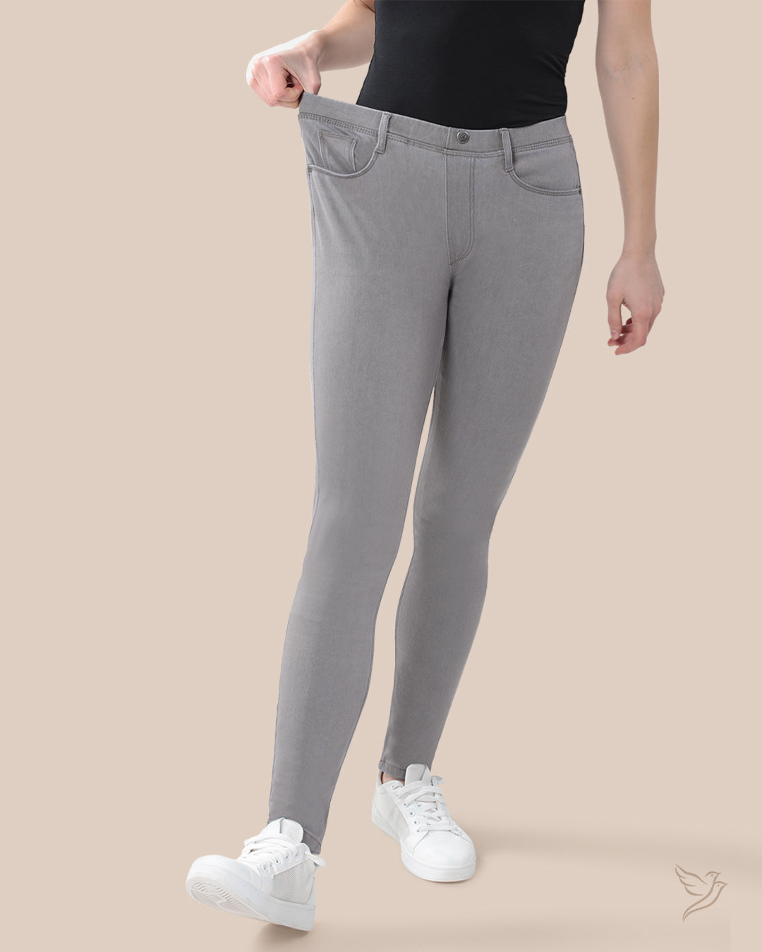 Buy TWIN BIRDS Tailored Cut and Sleek Fit Cotton Elastane Fabric Anthrazite  Grey Denim Washed Stretch Flexi Indigo Jegging for Women - (S, Grey Colour)  at