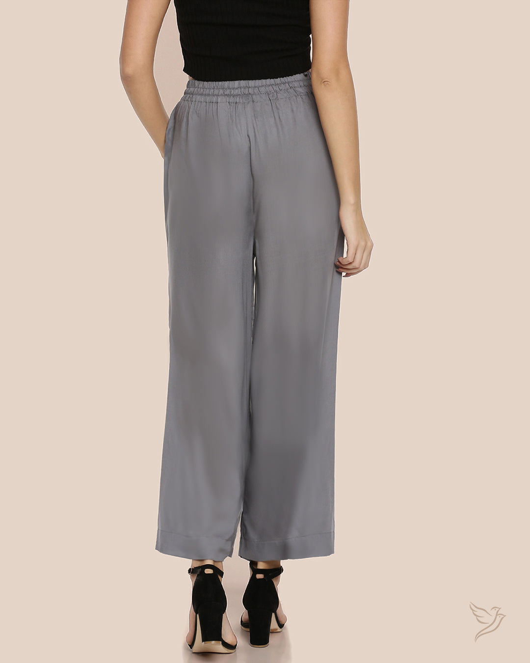 Anthrazite Grey Solid Wide Leg Palazzo for College Girls