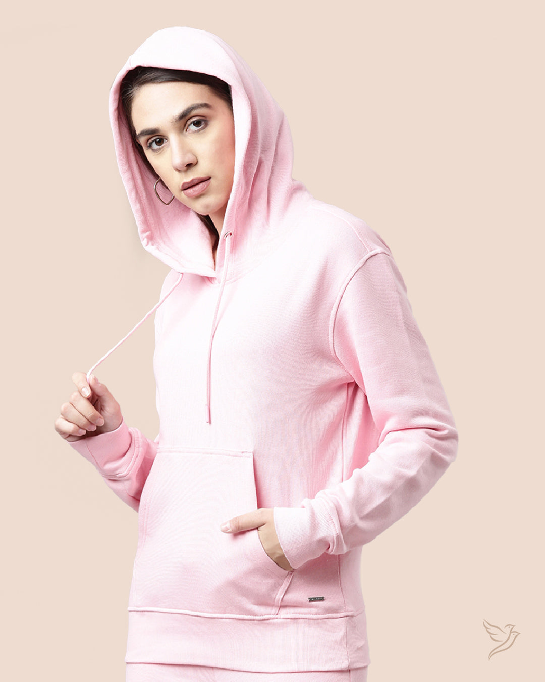 Stylish Light Pink Women Hoodie