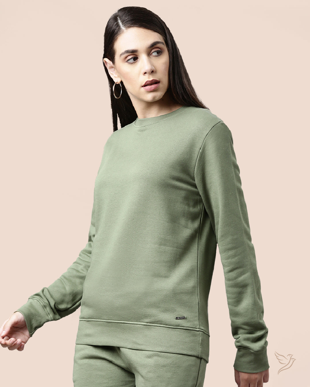Olive Sweat Shirt for College Girls