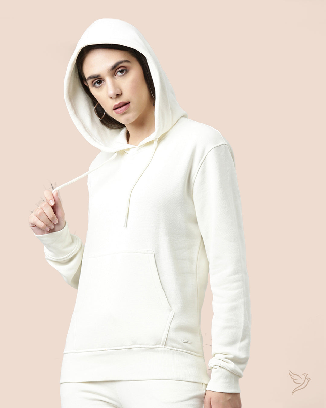 Stylish Off White Women Hoodie