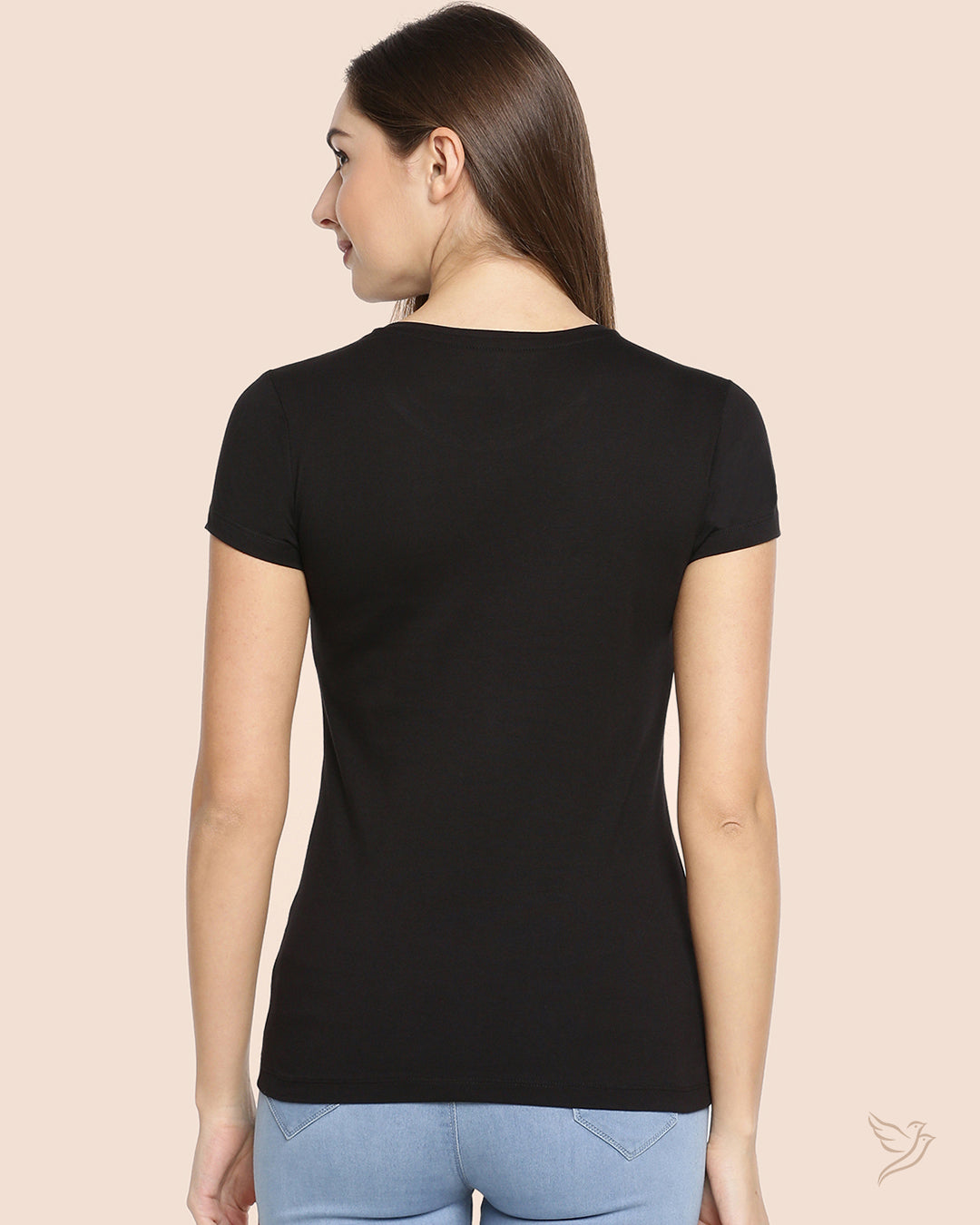 Carbon Black Slim Fit Signature Tee for College Girls