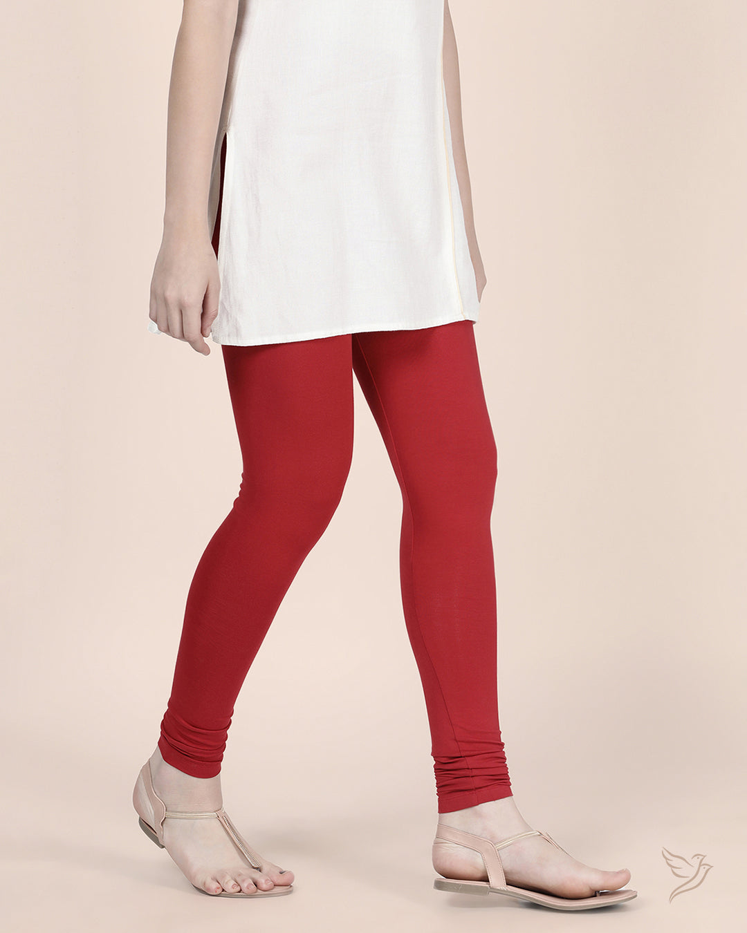 Lava Red Cotton Churidar Legging for College girls