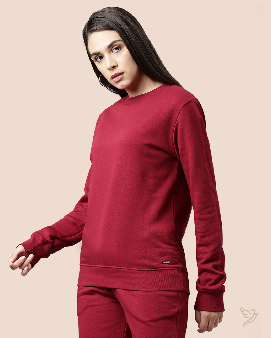 Comfortable Maroon Women Sweat Shirt 