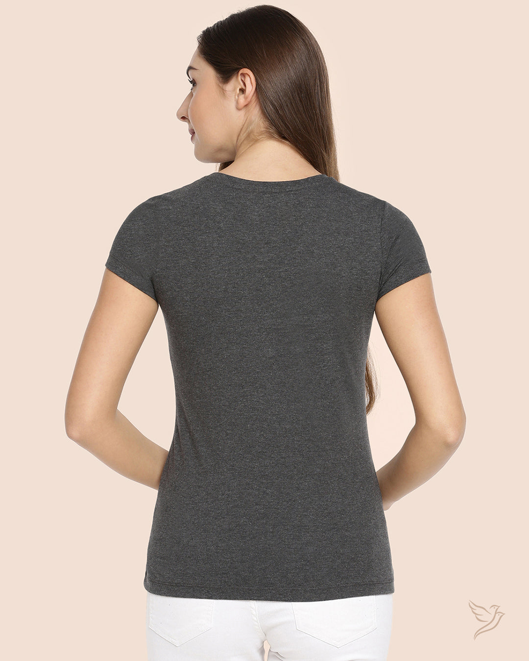 Charcoal Mix Slim Fit Signature Tee for College Girls