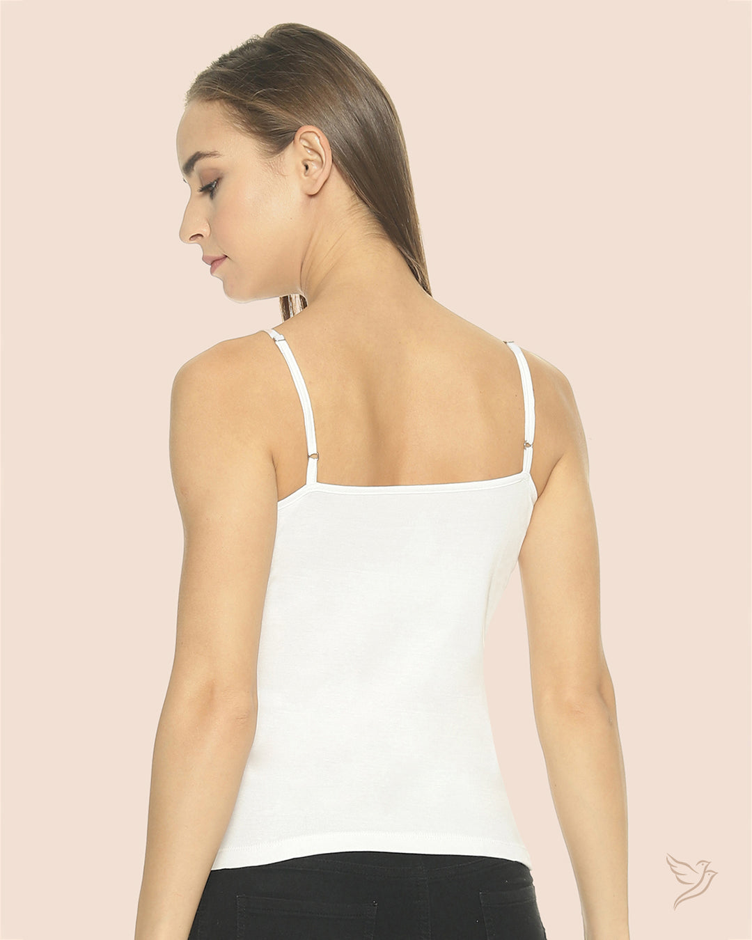 Pearl White Spaghetti Cami With Adjuster for College Girls