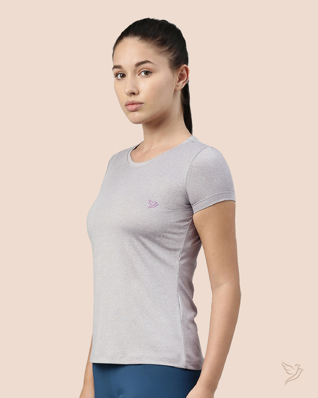 Silver Grey Active T - Shirt  for Women