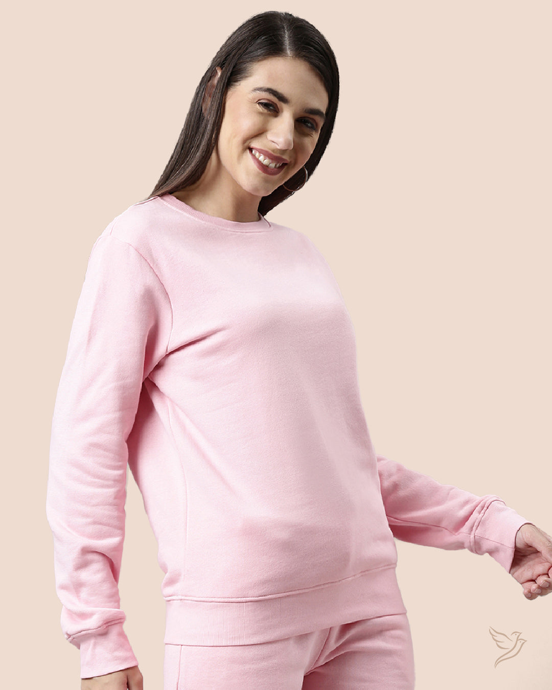 Light Pink Sweat Shirt for College Girls