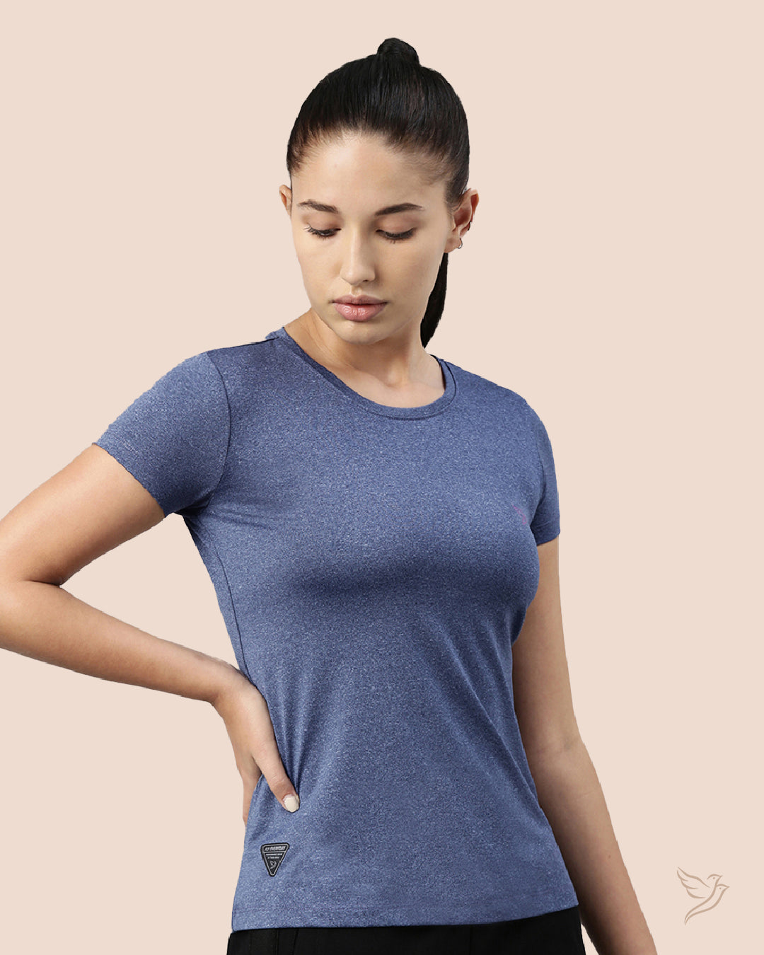 Blue Melange Active T - Shirt  for Women