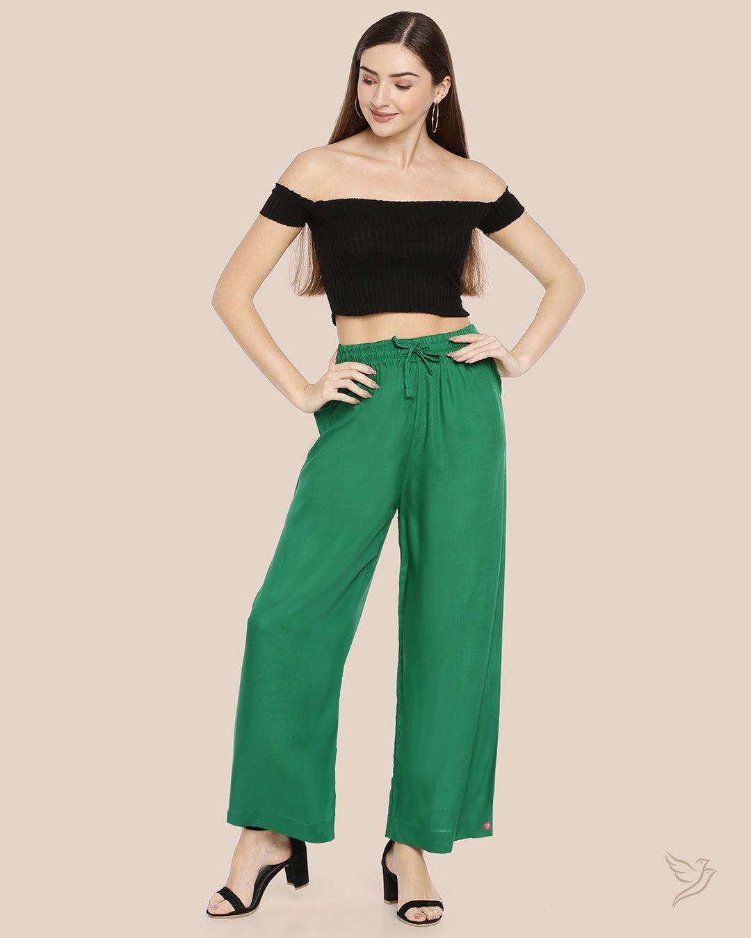 Luxury Lucky Bamboo Women Solid Wide Leg Palazzo