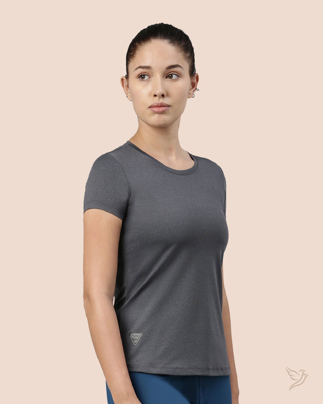 Carbon Grey Active T - Shirt  for College girls