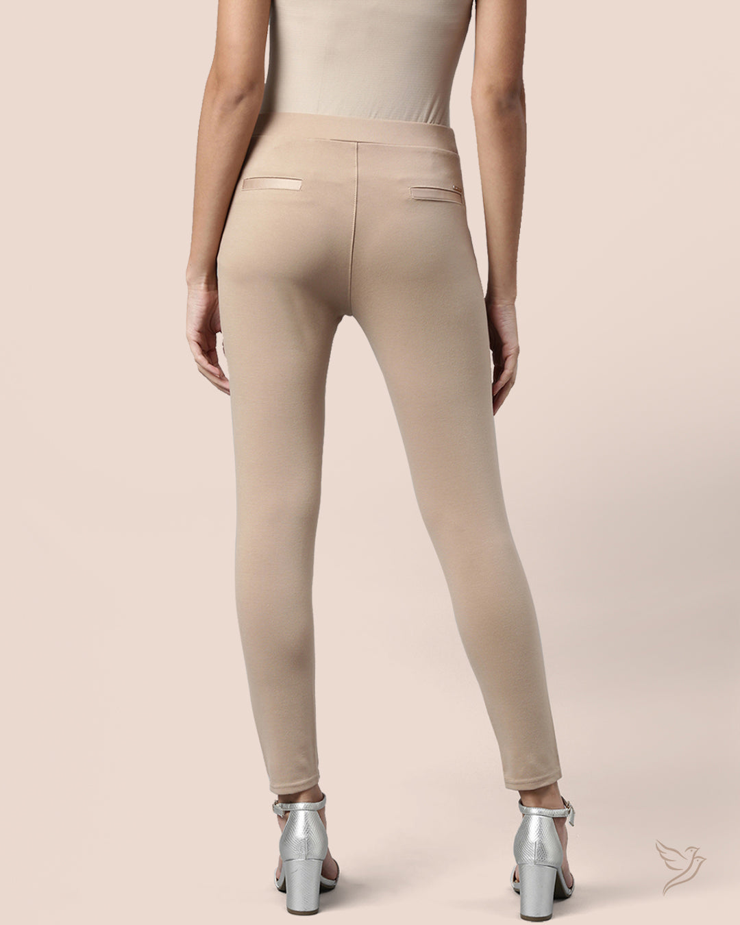 Stylish Beige Women Solid Treggings