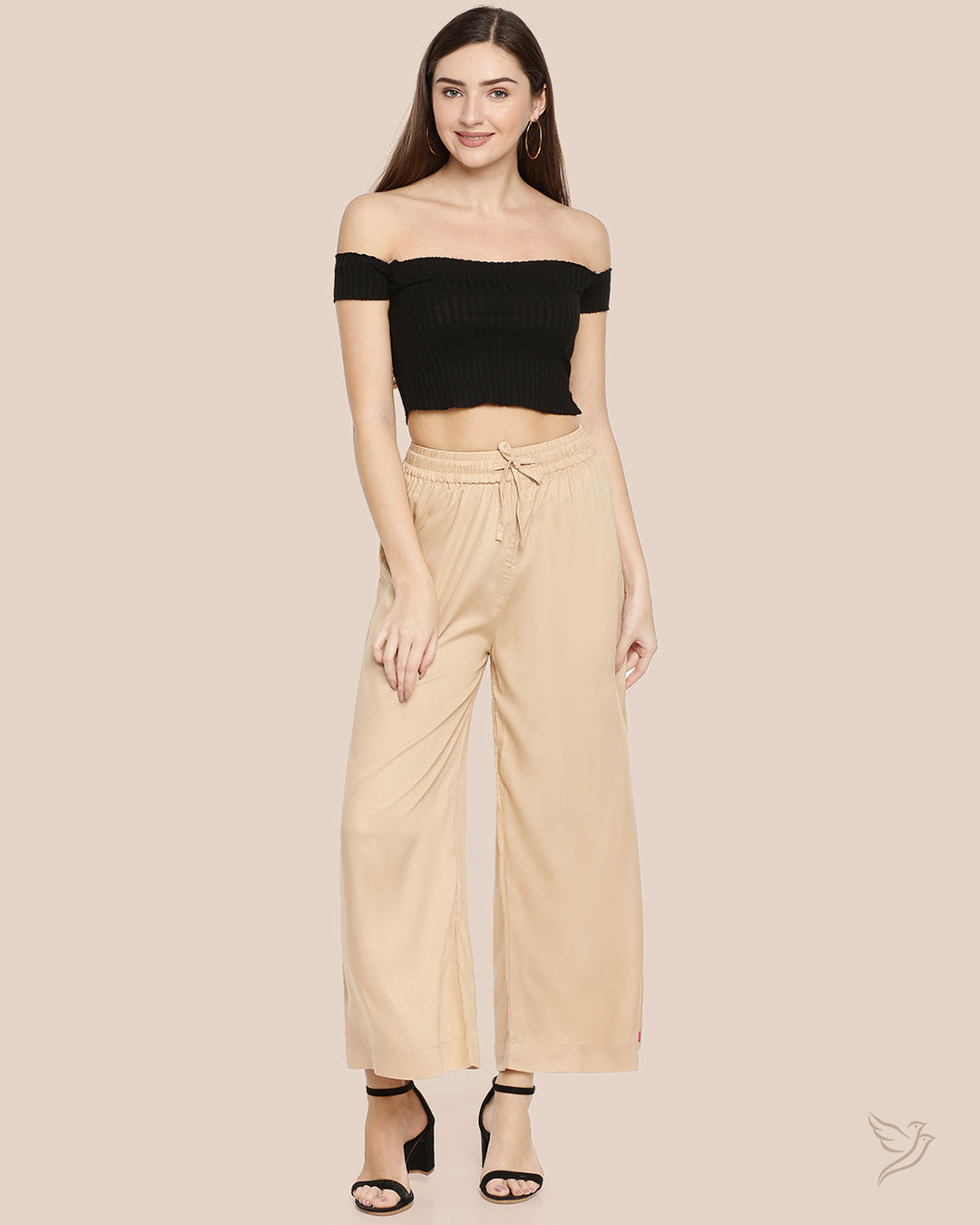 Stylish Butter Scotch Women Solid Wide Leg Palazzo