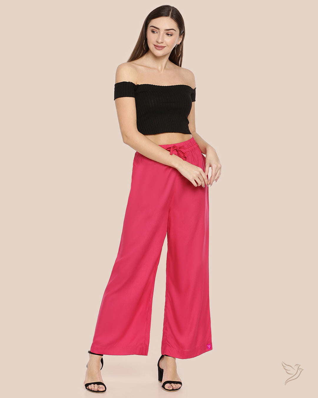 Stylish Bubble Gum Women Solid Wide Leg Palazzo