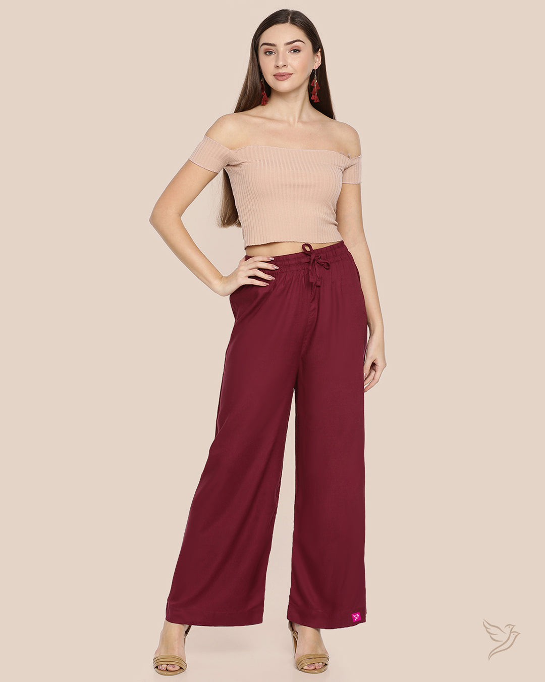 Stylish Grape Vine Women Solid Wide Leg Palazzo