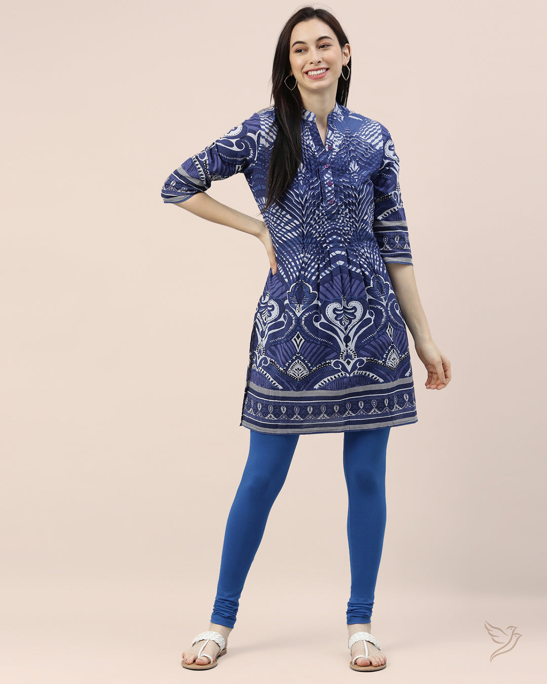 Luxury Robin Blue Cotton Churidar Legging  
