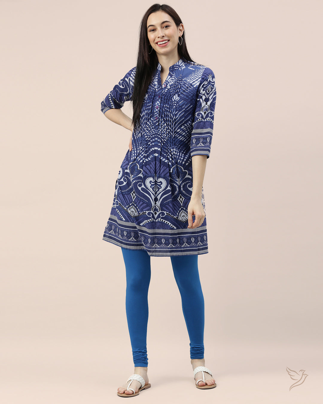 Luxury Peacock Blue Cotton Churidar Legging  