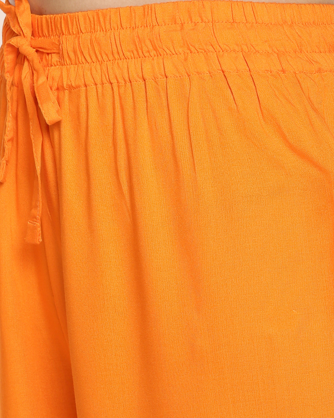 Luxury Fiery Orange Women Solid Wide Leg Palazzo