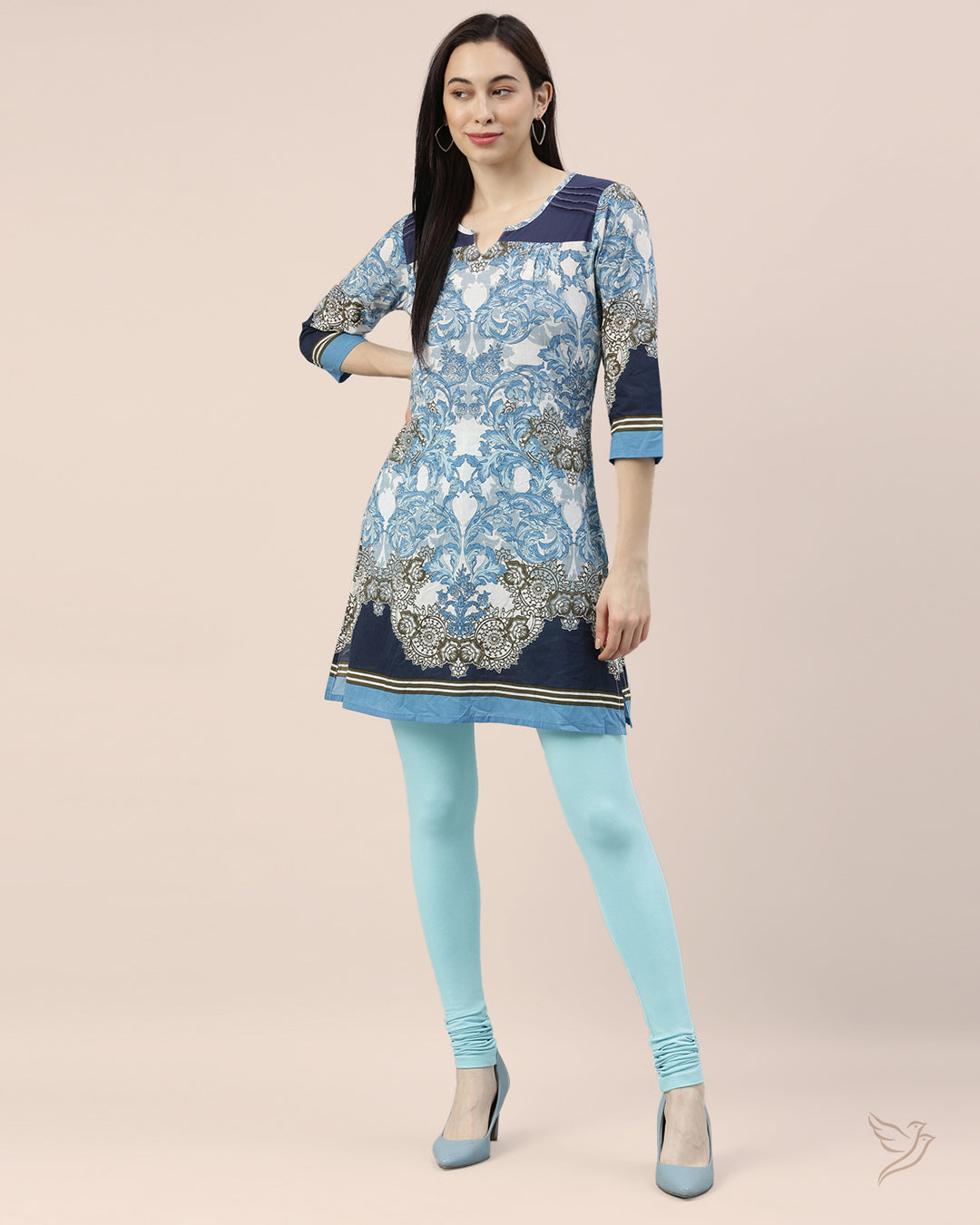 Luxury Aqua Marine Cotton Churidar Legging  