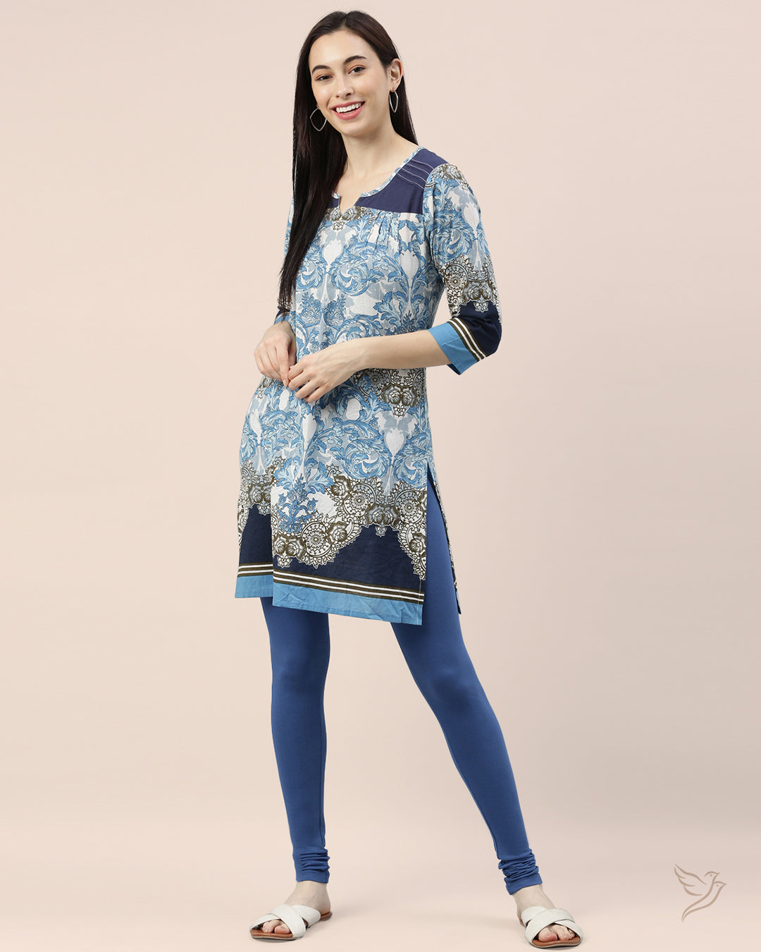 Luxury Blue Spring Cotton Churidar Legging  