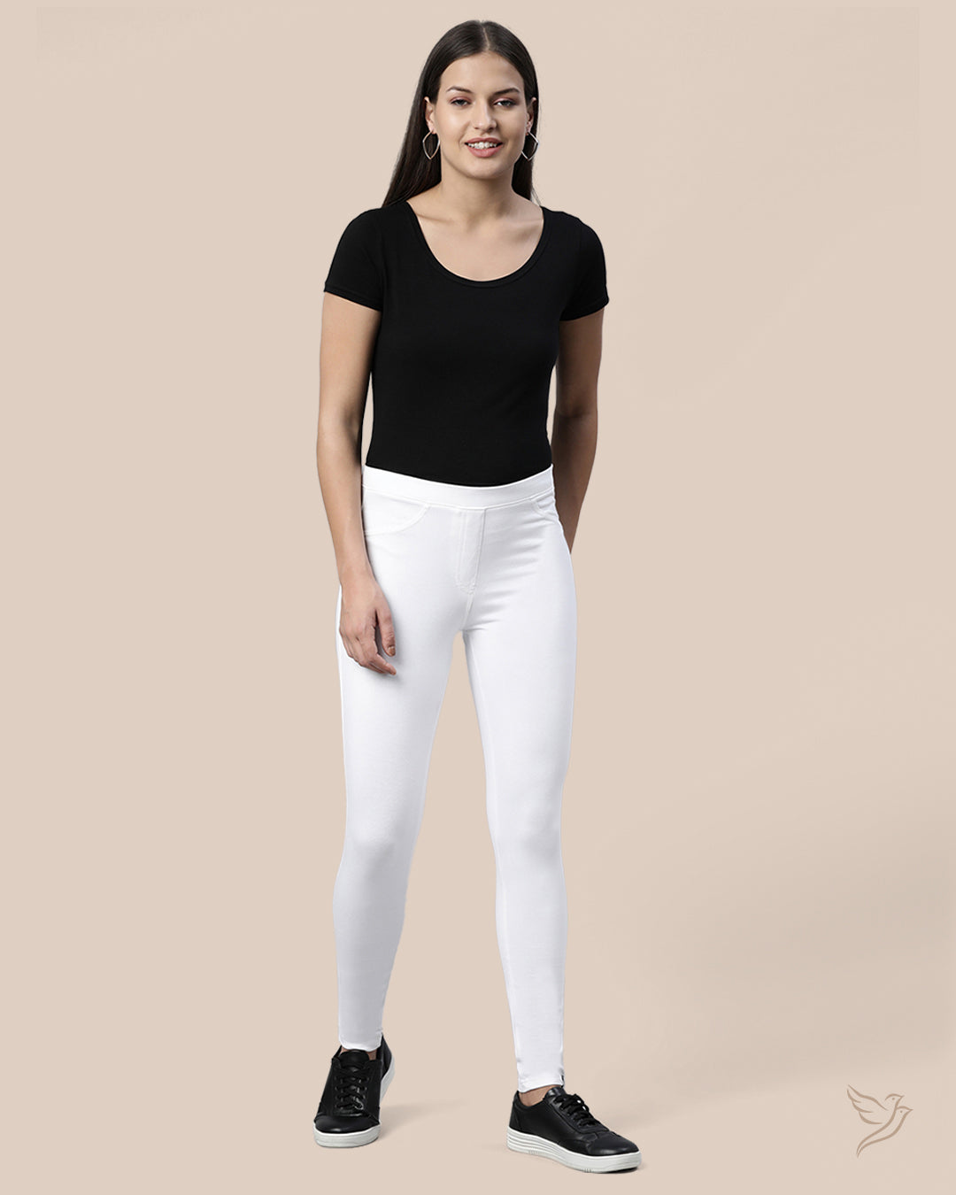 Luxury Pearl White Women Flexi Indigo Jegging