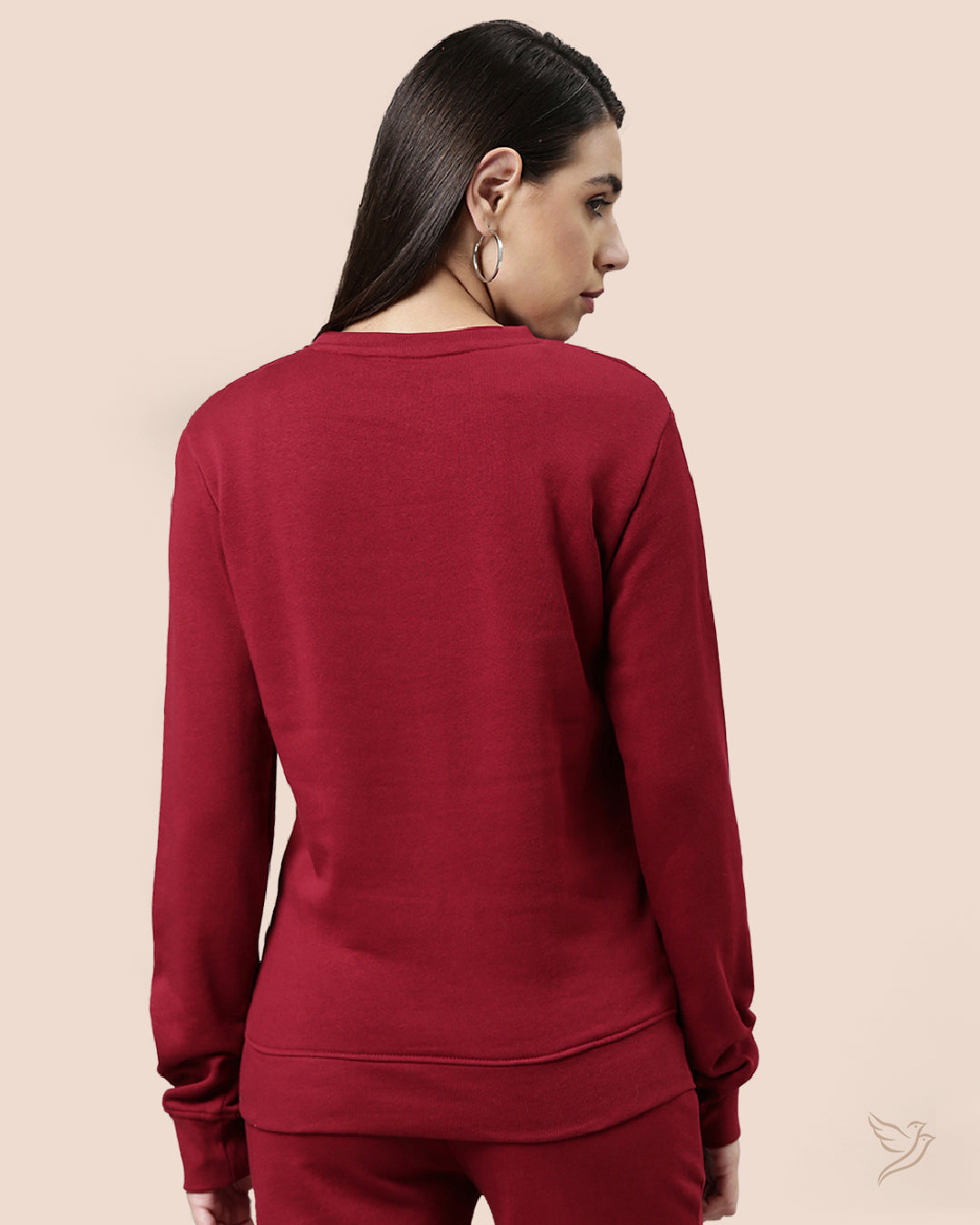 Stylish Maroon Women Sweat Shirt 