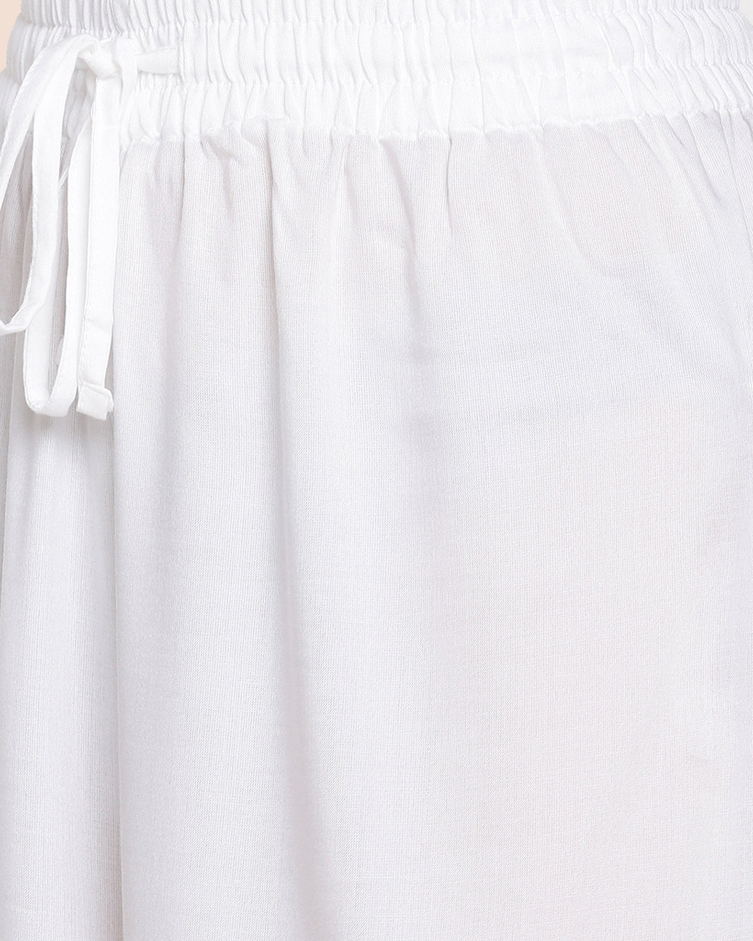 Luxury Pearl White Women Solid Wide Leg Palazzo