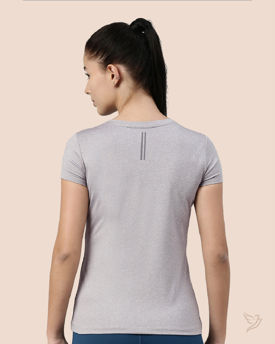 Stylish Silver Grey Active T - Shirt   