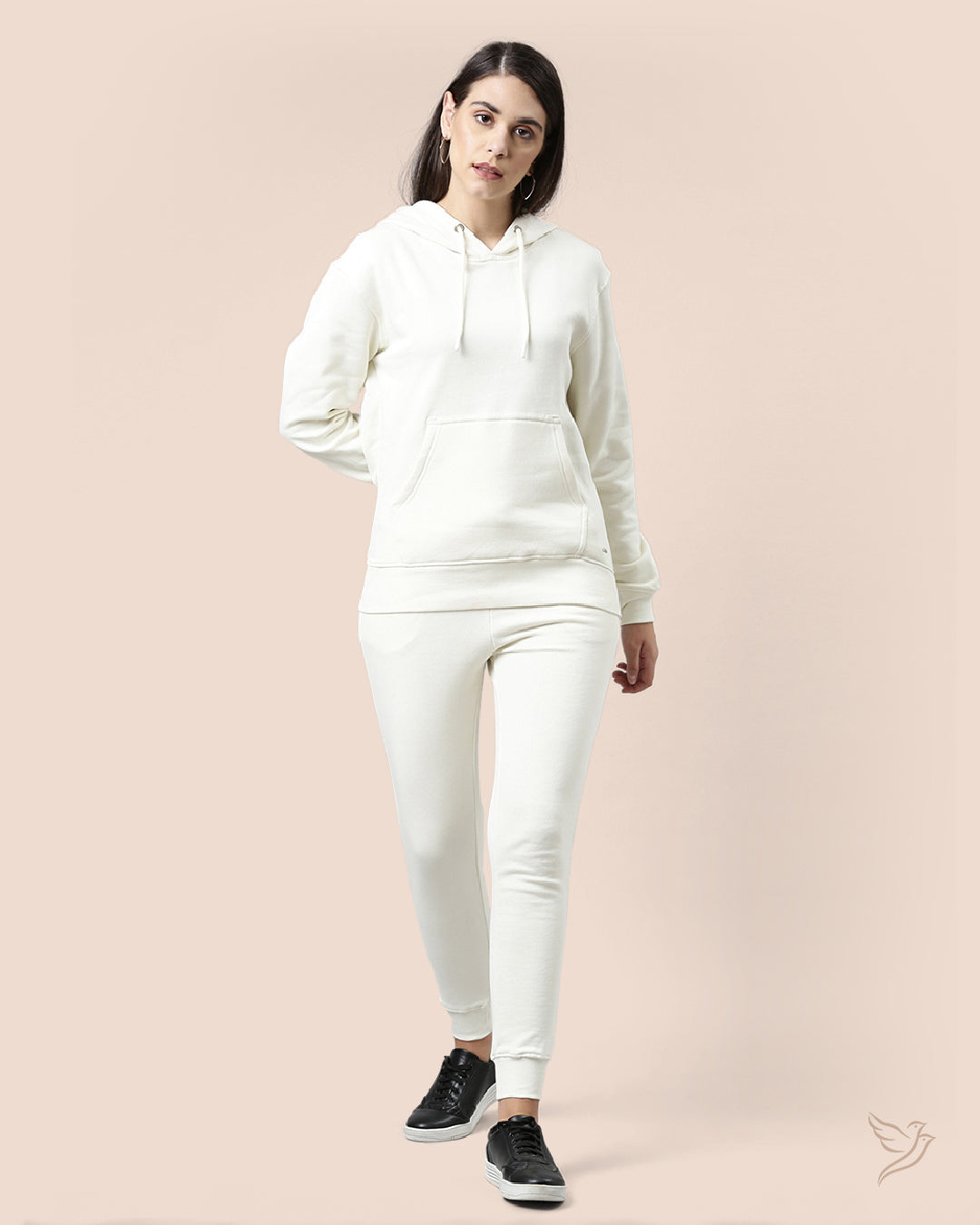 Comfortable Off White Women Hoodie