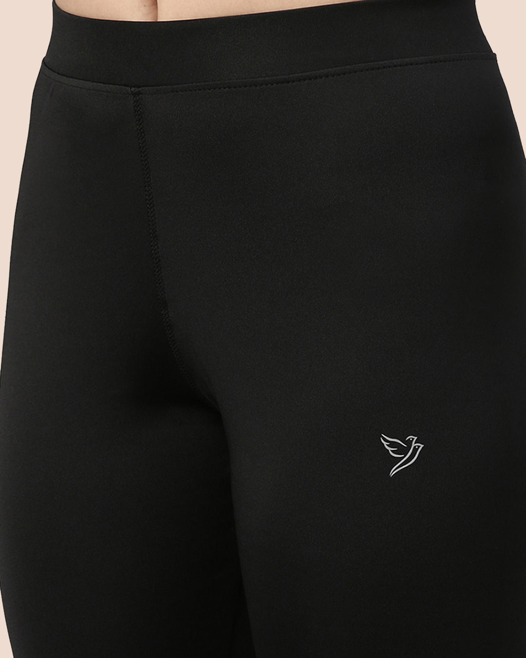 Comfortable Black Women Performance Tights Mid Waist