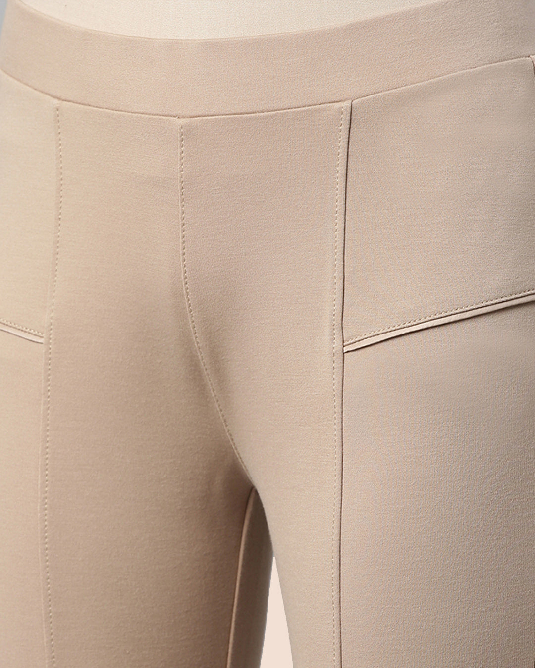 Comfortable Beige Women Solid Treggings